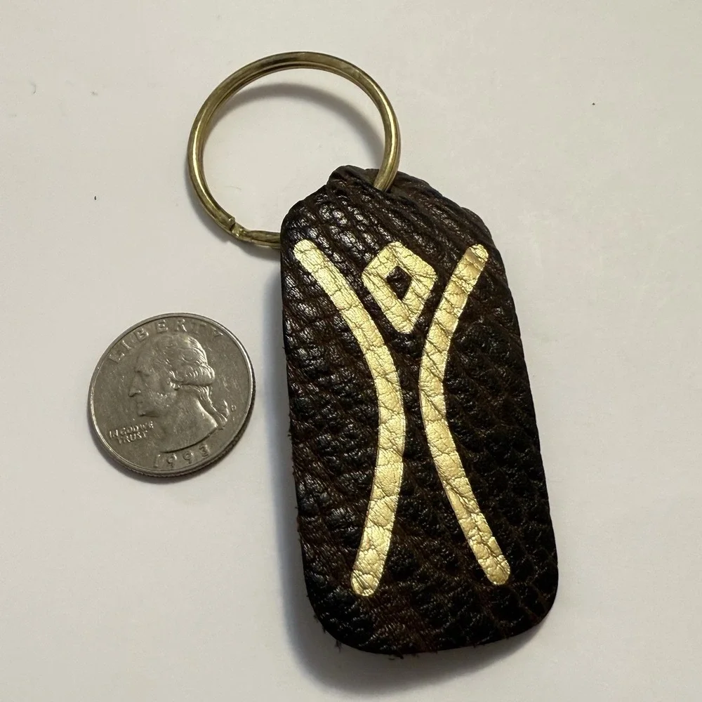 RARE! Limited Edition Vintage "Burning Man" Leather Pendant Keychain Bag Charm - Picture 3 of 8